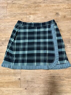 Spartina 449 Blue Plaid Pleated Trim Skort